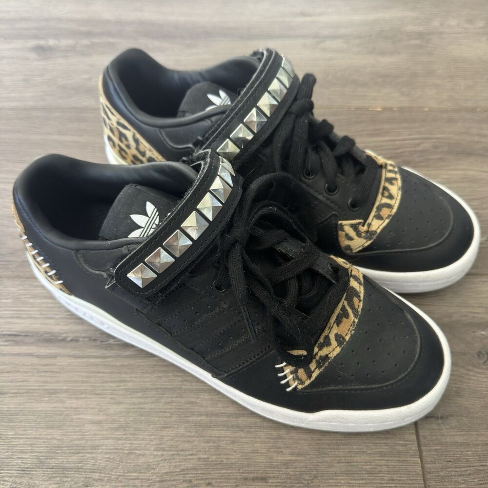 adidas Forum Low J Black Leopard GZ0803 Studded Sneakers US 6.5 Women’s 8